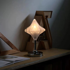 Lámpara de mesa decorativa moderna de vidrio estrella para dormitorio blanca