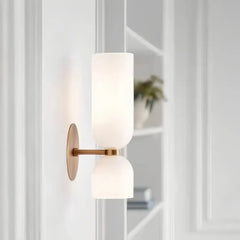 Aplique de pared bidireccional nórdico de vidrio LED regulable luz suave para mesita de noche