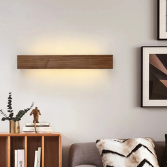 Aplique baño de madera LED rectangular para espejo moderno