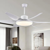 Ventilador de techo con luz 6 aspas moderno silencioso con motor DC y mando a distancia 132 cm para salón