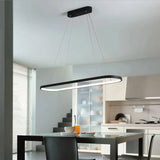 Lámpara colgante ovalada minimalista LED regulable en altura para isla de cocina