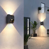 Aplique exterior de pared LED negro moderno de metal IP65 para porche