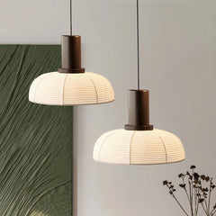 Lámpara colgante de tela blanca LED Wabi Sabi para comedor