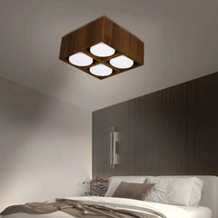 Foco de superficie para techo de madera rectangular LED para pasillo