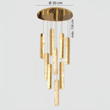 Lámpara colgante escalera larga de cristal dorado moderna led regulable