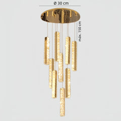 Lámpara colgante escalera larga de cristal dorado moderna led regulable