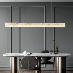 Lámpara colgante de mármol moderna y alargada con LED regulable para comedor