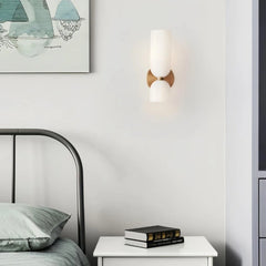 Aplique de pared de vidrio LED de doble cabeza moderno para dormitorio