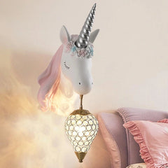 Aplique de Pared Infantil Unicornio de Resina con Luz Suave