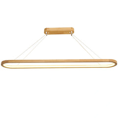 Lámpara colgante ovalada de madera nórdica con LED regulable en altura para comedor