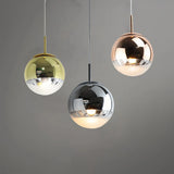 Lámpara colgante con globo de vidrio electrochapado LED para comedor