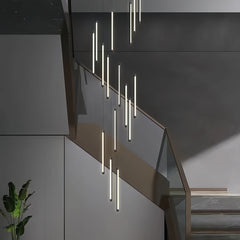 Lampara colgante para escaleras larga LED regulable diseño moderno