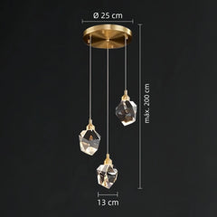 Lampara colgante para escalera de cristal con diseño diamante dorado moderno