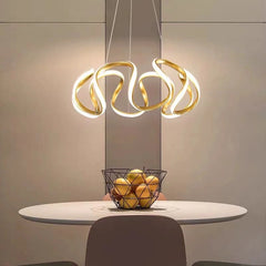 Lámpara Colgante LED Moderna de Anillo Geométrico Irregular para Comedor