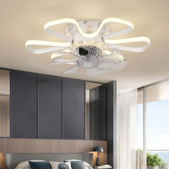Ventilador de techo en forma de flor LED oscilante Ø50 cm para dormitorio