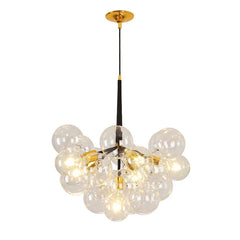 Lámpara de araña racimo moderna de vidrio regulable en altura para comedor