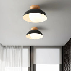 Lámpara de techo nórdica LED de metal y madera para pasillo
