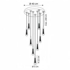 Lampara colgante para escalera de cristal lágrima dorado moderno