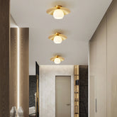 Lampara de Techo LED Nordic de Latón y Vidrio para Pasillos, Ø 33 cm