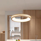 Lámpara colgante de anillo nórdica LED de madera para comedor Ø50 cm