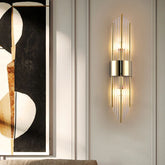 Aplique de Pared de Cristal Moderno LED Dorado para Salón