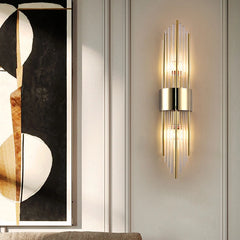 Aplique de Pared de Cristal Moderno LED Dorado para Salón