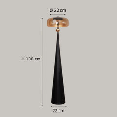 Lámpara de pie de diseño moderno con pantalla de vidrio para salón 138 cm