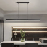 Lámpara colgante lineal LED de metal regulable en altura para comedor