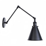 Aplique de pared con brazo articulado industrial de metal para mesilla de noche