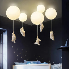 Lámpara de techo infantil oso con globo LED luz suave dormitorio
