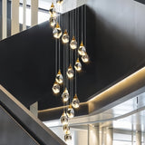 Lampara colgante para escalera de cristal con diseño diamante dorado moderno