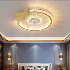Ventilador de techo infantil con luz LED y motor DC silencioso dorado