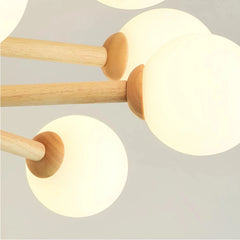 Lámpara de techo Sputnik LED regulable de madera para dormitorio, 6/8 luces