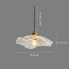 Lámpara colgante floral moderna de vidrio con LED para salón