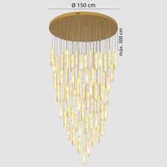 Lámpara colgante escalera larga de cristal dorado moderna led regulable