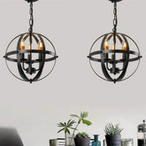 Lámpara colgante industrial vintage negra de metal con esfera para comedor