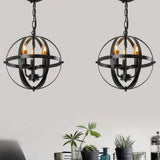 Lámpara colgante industrial vintage negra de metal con esfera para comedor
