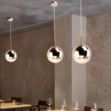 Lámpara colgante con globo de vidrio electrochapado LED para comedor