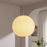 Lámpara colgante de papel LED estilo Japandi bola beige para salón