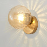 Aplique de pared esfera LED de vidrio con metal dorado para dormitorio