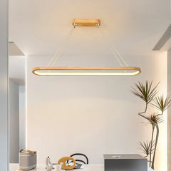 Lámpara Colgante LED de Madera Nórdica para Comedor