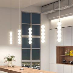 Lámpara colgante con globos de vidrio blanco LED de diseño moderno para dormitorio