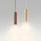 Lámpara colgante de madera nórdica cilíndrica LED para comedor
