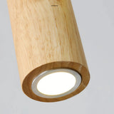 Lámpara colgante de madera nórdica cilíndrica LED para comedor