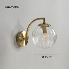 Aplique de Pared de Vidrio Dorado Moderno con Esferas para Salón