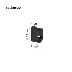 Aplique exterior de pared LED negro moderno de metal IP65 para porche