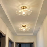 Lámpara de techo con flor LED de vidrio para pasillo moderno