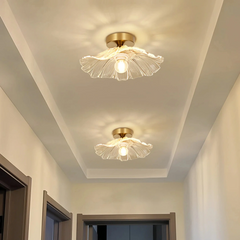 Lámpara de techo con flor LED de vidrio para pasillo moderno