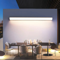 Aplique de pared para exterior larga moderno de metal negro para porche