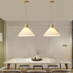 Lámpara colgante de tela blanca plisada LED nórdica para comedor